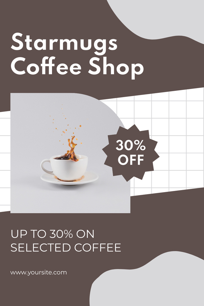 Coffee Shop Offer Ad Layout with Photo Pinterest Πρότυπο σχεδίασης