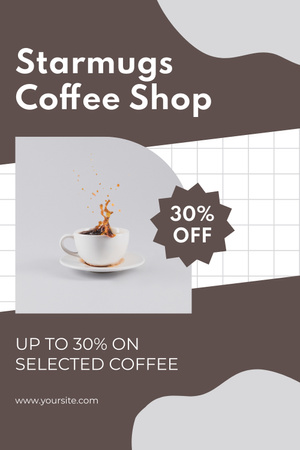 Coffee Shop Offer Ad Layout with Photo Pinterest Design Template