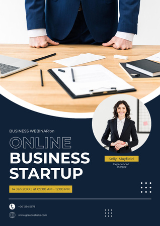 Online Business Startup Announcement Posterデザインテンプレート