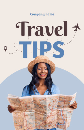  Travel Tips With  Beautiful Woman In Hat Flyer 5.5x8.5in Design Template