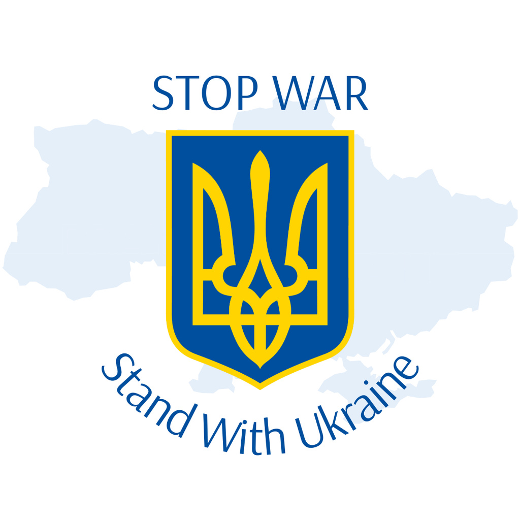 Call to Stop War in Ukraine with Image of Trident Instagram tervezősablon