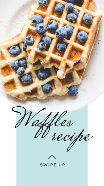 Breakfast Recipe Ad with Tasty Waffle Instagram Story Modelo de Design