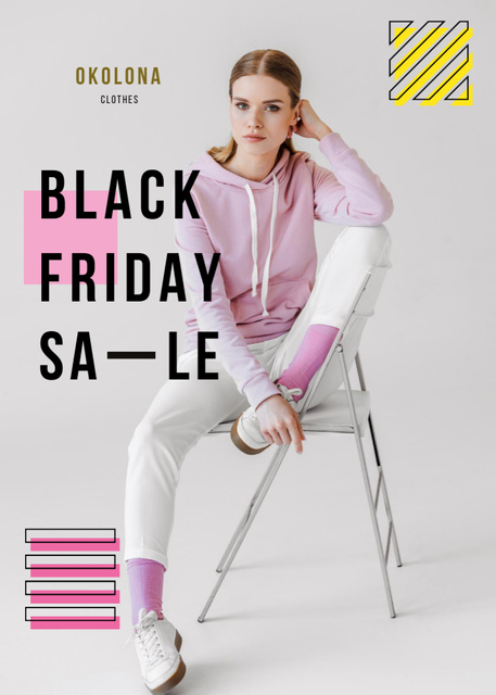 Black Friday Sale with Woman in Light Clothes Flayer Design Template