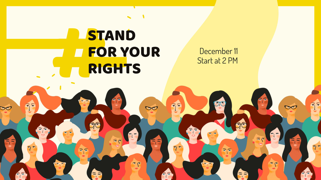 Human Rights Day Announcement with Diverse Women FB event cover Design Template