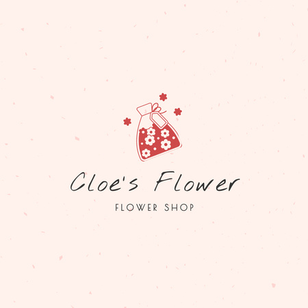 Flower Shop Ad with Red Buds Logo 1080x1080px Design Template