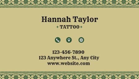 Plantilla de diseño de Oferta de tienda de tatuadores con contactos Business Card US 