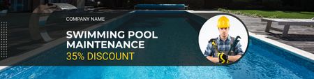 Ontwerpsjabloon van LinkedIn Cover van Kortingsaanbieding zwembadinstallatie