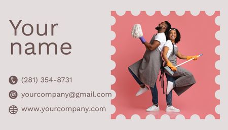 Cleaning Company Contacts Information Business Card US Design Template