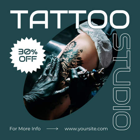 Plantilla de diseño de Servicios profesionales de estudio de tatuajes con descuento Instagram 