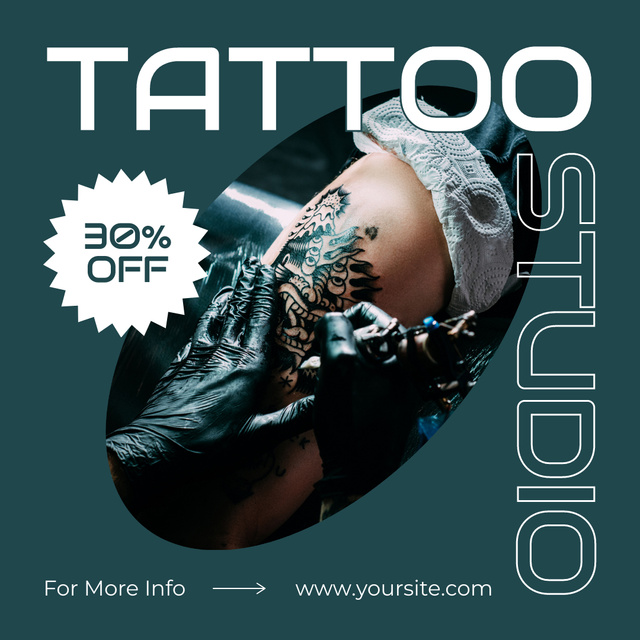 Designvorlage Professional Tattoo Studio Services With Discount für Instagram