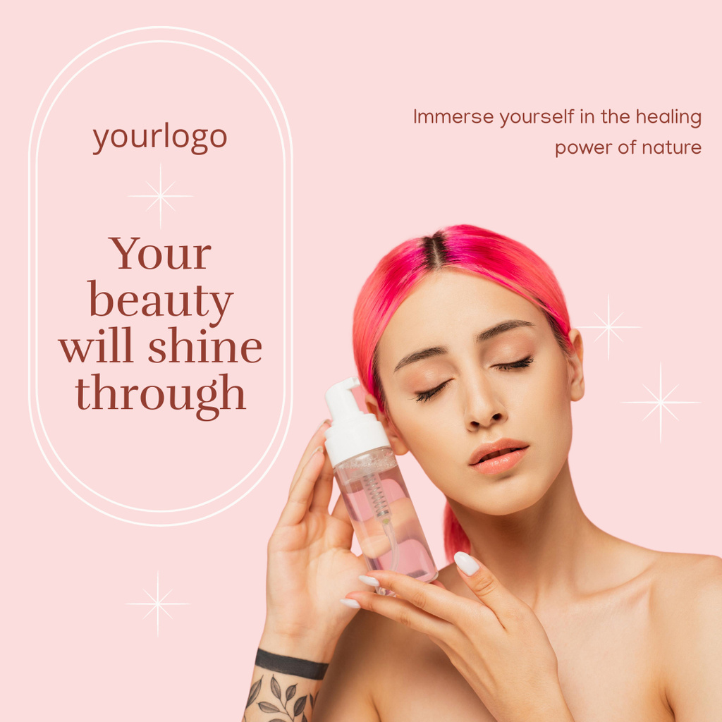 Designvorlage Promotion Of Skin Care With Serum In Bottle für Instagram