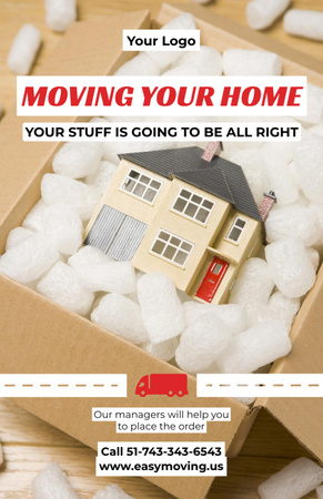 Plantilla de diseño de Home Moving Service And House Model in Box Invitation 5.5x8.5in 