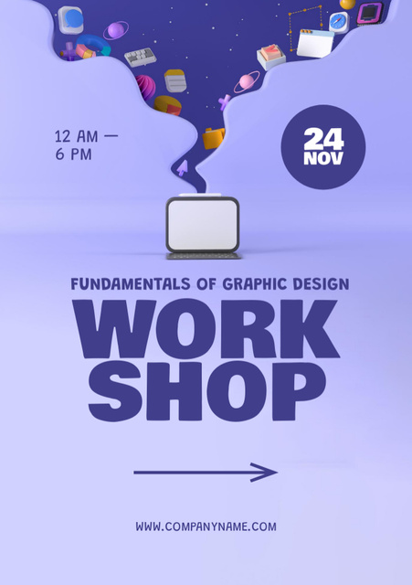 Workshop about Fundamentals of Graphic Design Flyer A5 – шаблон для дизайну