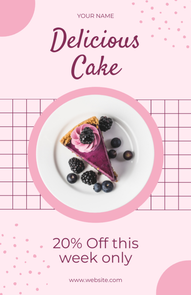 Plantilla de diseño de Offer of Delicious Cake with Berries Recipe Card 