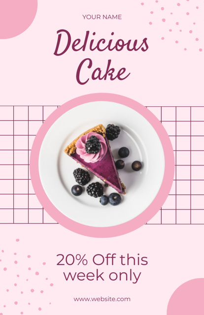 Offer of Delicious Cake with Berries Recipe Card Modelo de Design