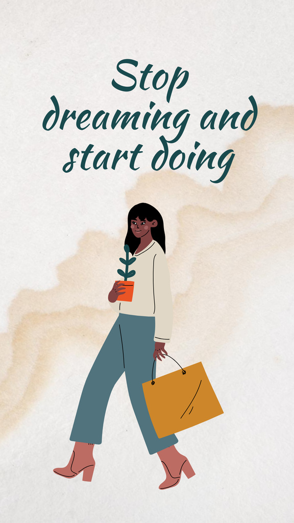Motivational Phrase with Walking Man Illustration Instagram Story Πρότυπο σχεδίασης