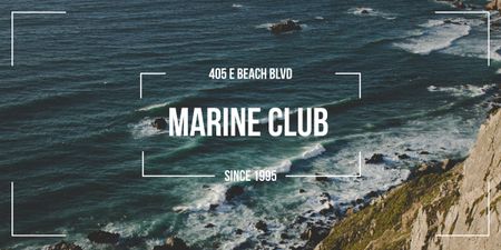 Designvorlage marine club anzeige mit malerischer küste für Image