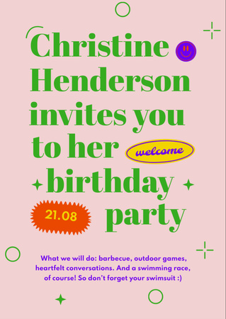 Designvorlage Bright Birthday Party Invitation für Flyer A6