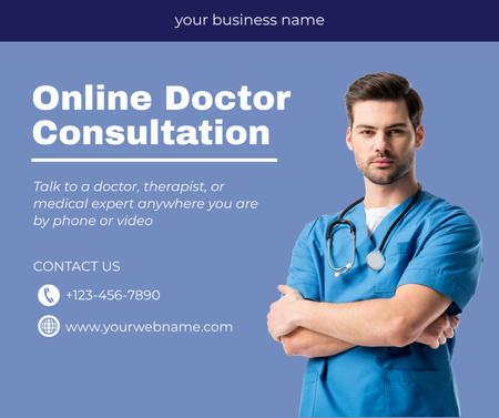 Designvorlage Ad of Online Doctor's Consultation für Facebook