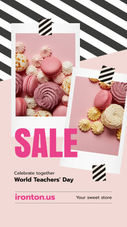 dia mundial dos professores venda de biscoitos doces em rosa Instagram Story Modelo de Design