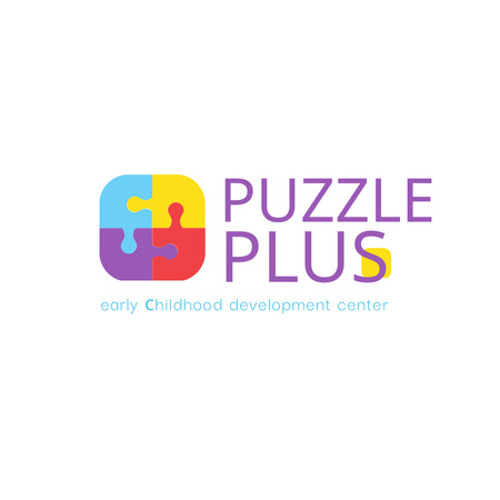 Education Concept with Puzzle Pieces Icon Logo 1080x1080pxデザインテンプレート