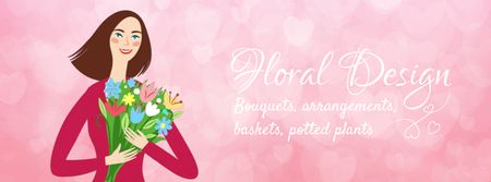 Happy girl holding bouquet Facebook Video cover Design Template