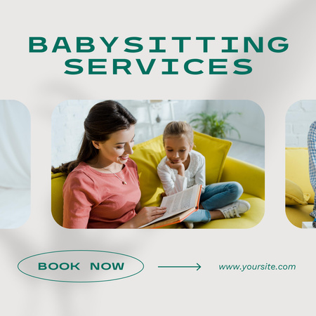Platilla de diseño Babysitting Service Offer wit Nanny and Girl Instagram