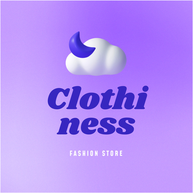Fashion Store Ad with Moon and Cloud Illustration Logoデザインテンプレート