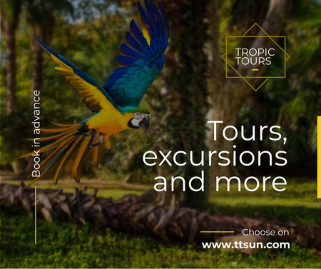Exotic Birds tour with Blue Macaw Parrot Facebook Design Template