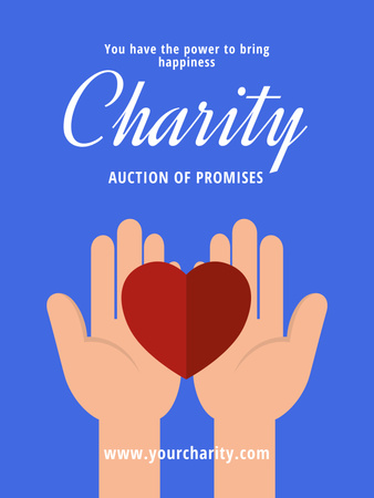 Объявление о благотворительном аукционе с изображением сердца Poster 36x48in – шаблон для дизайна