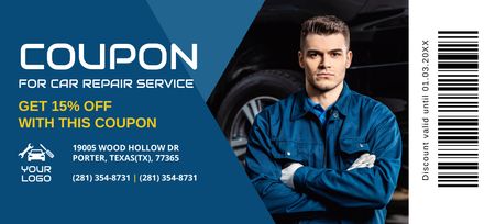 Worker of Car Service Coupon 3.75x8.25in Design Template