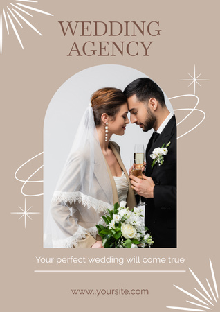 Anúncio de serviços de planejamento de casamento com casal elegante Poster Modelo de Design