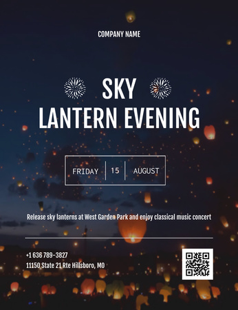Sky Lantern Night Invitation 13.9x10.7cm Design Template