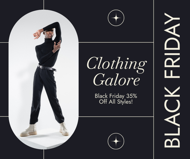 Platilla de diseño Sale of Trendy Outfits for Men on Black Friday Facebook