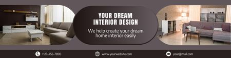 Dream Interior Design Brown LinkedIn Cover Design Template