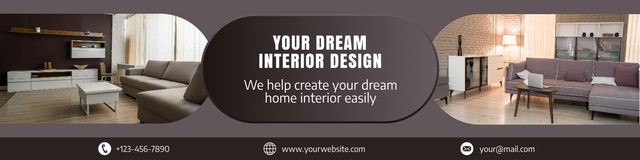 Template di design Dream Interior Design Brown LinkedIn Cover