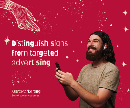 Marketing Agency Services Ad with Smiling Guy Facebook Tasarım Şablonu