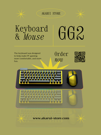 Gaming Gear Ad with Computer Keyboard Poster US Design Template