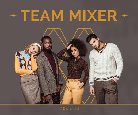 Platilla de diseño Team Building Announcement with Multiracial People Facebook