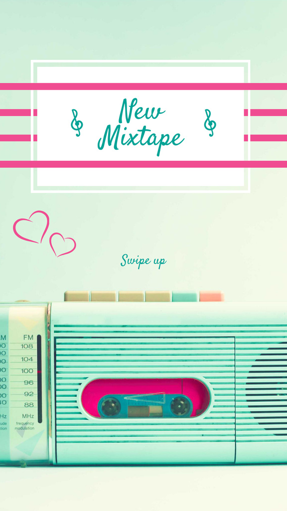 Designvorlage New Mixtape Ad with Vintage Radio für Instagram Story