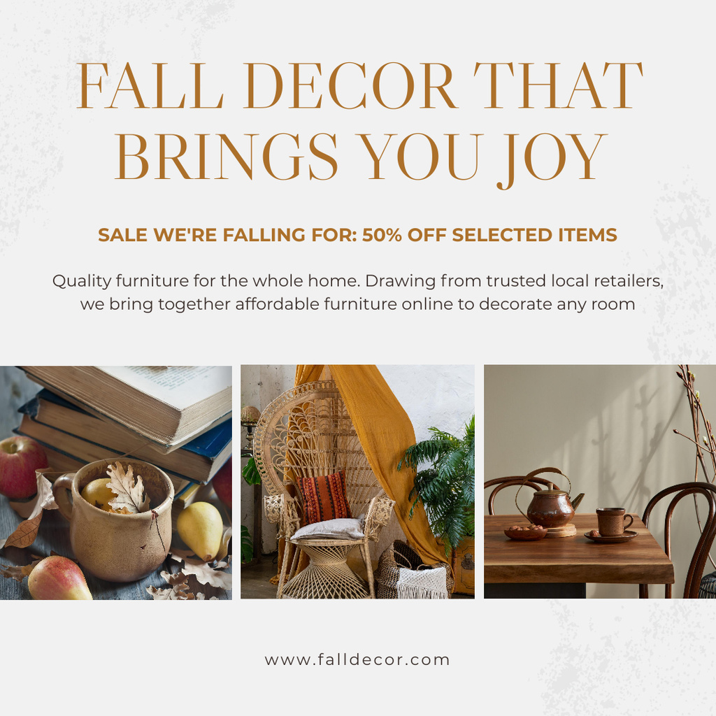 Ontwerpsjabloon van Instagram van Autumn Home Decor Sale