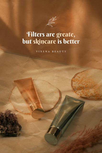 Skincare Ad with Cosmetic Cream Tubes Pinterestデザインテンプレート