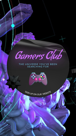 Ontwerpsjabloon van Instagram Video Story van Gamers Club-promotie met gamecontroller