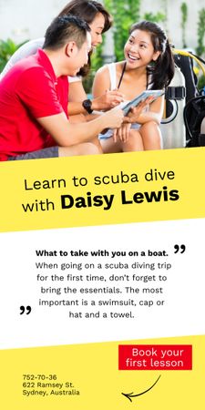 Scuba Diving Ad with Couch Graphic Design Template