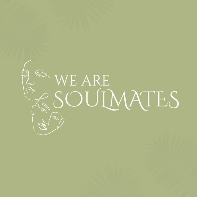 We are Soulmates Quote with Sketch of Faces Instagram Modelo de Design