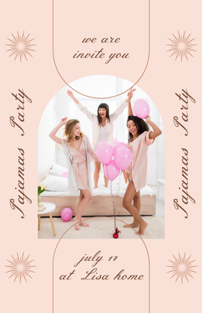 Пижамная вечеринка с танцующими друзьями Invitation 5.5x8.5in – шаблон для дизайна