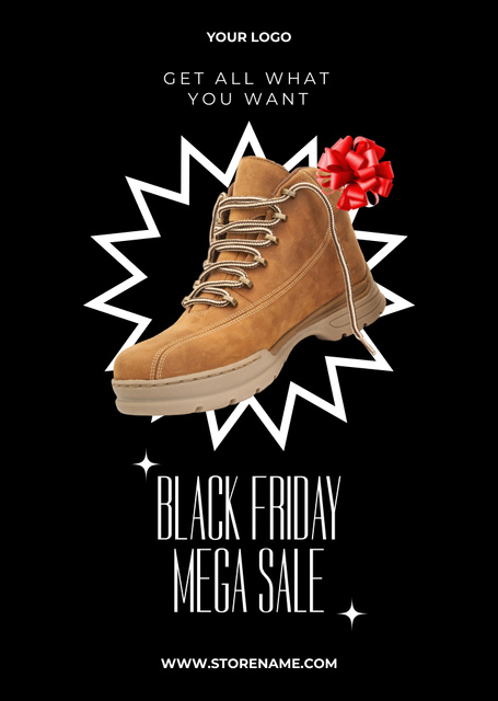 Boots Sale on Black Friday Postcard A6 Vertical Πρότυπο σχεδίασης