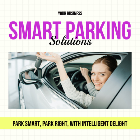 Smiling Young Woman Driving Car Instagram Design Template