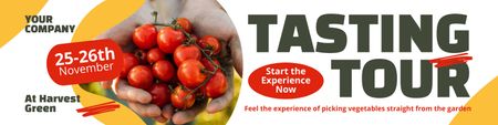 Designvorlage Ankündigung einer Tour zur Verkostung frischer Tomaten für Twitter