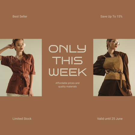 Female Fashion Sale Anouncement for One Week Instagram Design Template